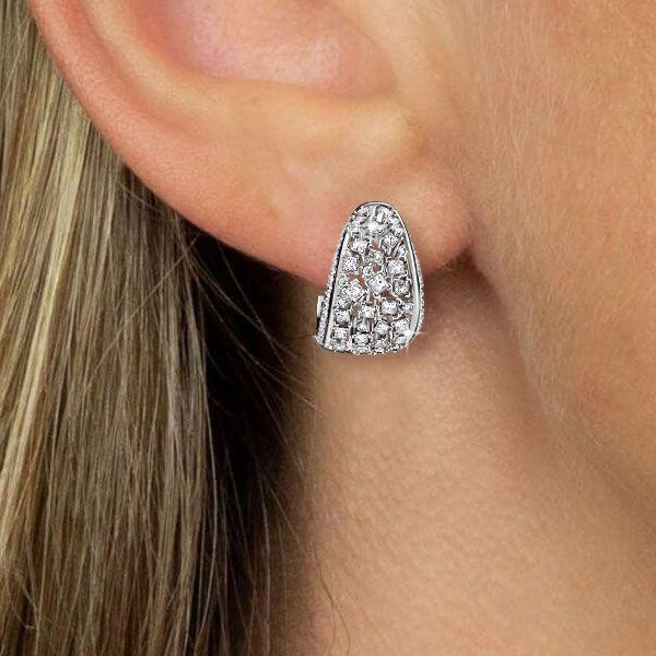 Sterling Silver Round & Princess Cut Hoop Earrings with Omega Backs