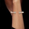 Sterling Silver Pear Cut Bezel Open Bangle Bracelet with 1.50 CT. TW Stones