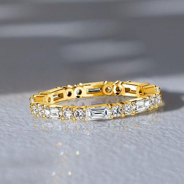 Eternity Band Ring 1.72 CT. TW. Mixed Cut (Round & Baguette) Sterling Silver