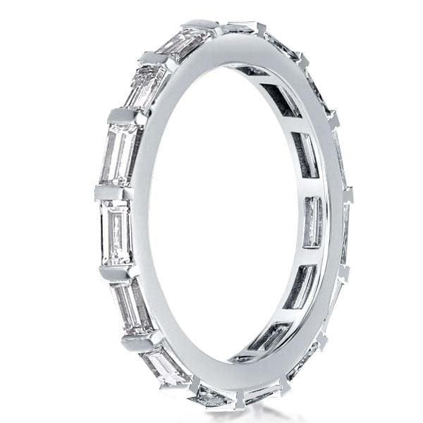 Sterling Silver Eternity Wedding Band with Created White Sapphire Baguette Bar Setting