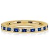 Princess Cut Blue & White Simulated Diamond Milgrain Half Eternity Band in 18K Gold Plated Sterling Silver