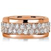 18K Rose Gold Plated Sterling Silver Micro Pave Eternity Wedding Band for Women - 2.88 CTW