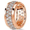 18K Rose Gold Plated Sterling Silver Micro Pave Eternity Wedding Band for Women - 2.88 CTW