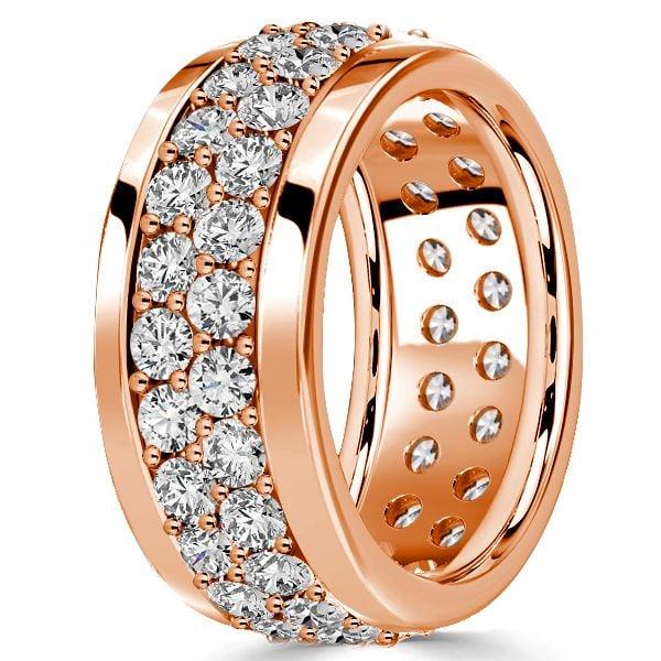 18K Rose Gold Plated Sterling Silver Micro Pave Eternity Wedding Band for Women - 2.88 CTW
