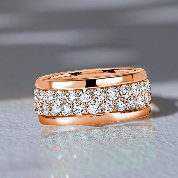18K Rose Gold Plated Sterling Silver Micro Pave Eternity Wedding Band for Women - 2.88 CTW