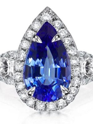 Pear Cut Halo Engagement Ring - Sterling Silver, 4.00 CT Center Stone