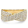 Pave Setting Crossover Wedding Band Ring in Sterling Silver with 0.99 CT. TW. Accents