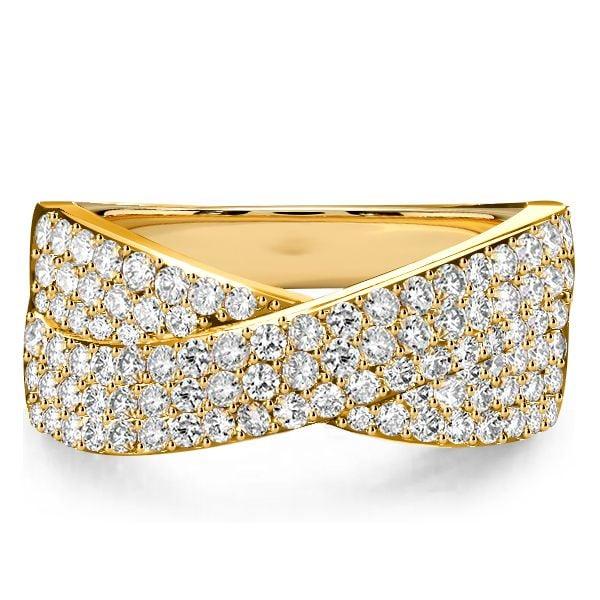 Pave Setting Crossover Wedding Band Ring in Sterling Silver with 0.99 CT. TW. Accents