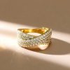 Pave Setting Crossover Wedding Band Ring in Sterling Silver with 0.99 CT. TW. Accents