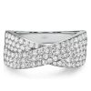 Pave Setting Crossover Wedding Band Ring in Sterling Silver with 0.99 CT. TW. Accents