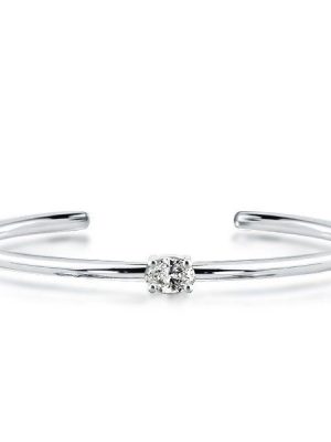 Sterling Silver Oval Cut Cuff Bracelet - 7 Inch