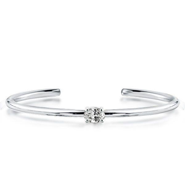 Sterling Silver Oval Cut Cuff Bracelet - 7 Inch