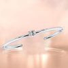 Sterling Silver Oval Cut Cuff Bracelet - 7 Inch