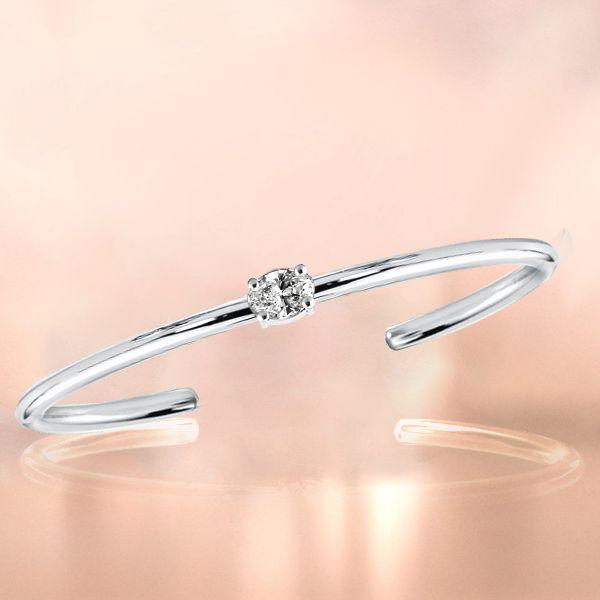 Sterling Silver Oval Cut Cuff Bracelet - 7 Inch
