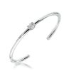 Sterling Silver Oval Cut Cuff Bracelet - 7 Inch