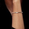 Sterling Silver Oval Cut Cuff Bracelet - 7 Inch