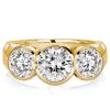 Three Stone Bezel Engagement Ring for Women, 3.35 CT. TW. White Simulated Diamond, 925 Sterling Silver