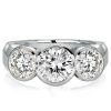 Three Stone Bezel Engagement Ring for Women, 3.35 CT. TW. White Simulated Diamond, 925 Sterling Silver