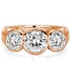 Three Stone Bezel Engagement Ring for Women, 3.35 CT. TW. White Simulated Diamond, 925 Sterling Silver