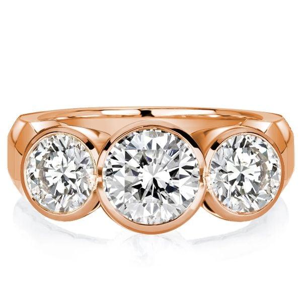 Three Stone Bezel Engagement Ring for Women, 3.35 CT. TW. White Simulated Diamond, 925 Sterling Silver