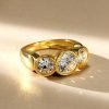 Three Stone Bezel Engagement Ring for Women, 3.35 CT. TW. White Simulated Diamond, 925 Sterling Silver