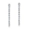 Sterling Silver Hoop Earrings with Baguette and Round White Sapphire Stones for Women