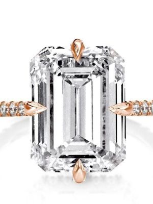 6.00 CT. Emerald Cut Engagement Ring in 18K Rose Gold Plated Sterling Silver