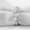 Three Stone Created White Sapphire Engagement Ring - 925 Sterling Silver
