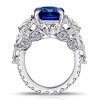 10.99 CTW Radiant and Pear Cut Blue Sapphire Engagement Ring in Rhodium Plated Sterling Silver