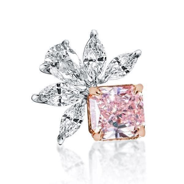 Sterling Silver Pink Stud Earrings for Women with Marquise and Cushion Cut Stones