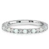 Classic Eternity Wedding Band with Round Opal and White Stones, 925 Sterling Silver
