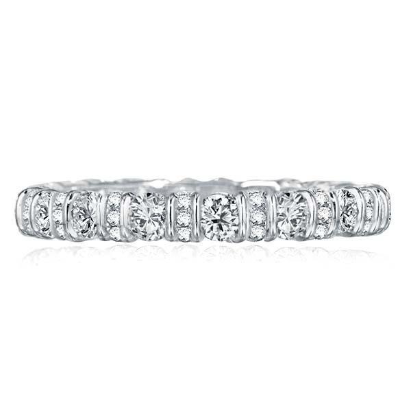 Sterling Silver Bar Setting CZ Eternity Wedding Band Ring