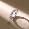 Sterling Silver Bar Setting CZ Eternity Wedding Band Ring