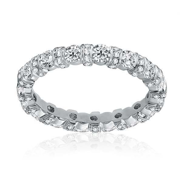 Sterling Silver Bar Setting CZ Eternity Wedding Band Ring