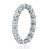 Sterling Silver Bar Setting CZ Eternity Wedding Band Ring