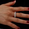 Sterling Silver Bar Setting CZ Eternity Wedding Band Ring