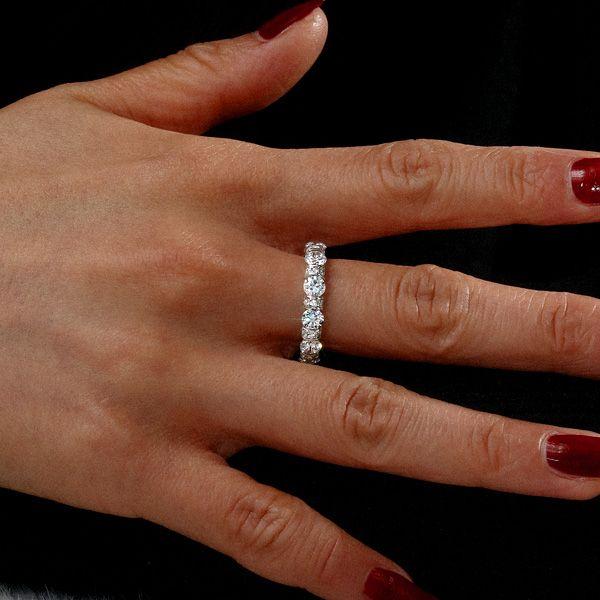 Sterling Silver Bar Setting CZ Eternity Wedding Band Ring