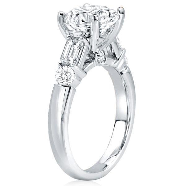 Sterling Silver Classic Five Stone Bridal Ring Set - 3.87 CT Center Stone
