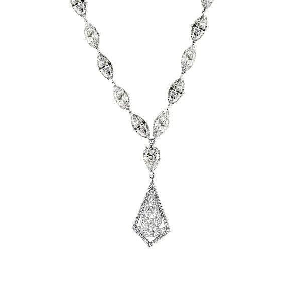 Sterling Silver Marquise Cut CZ Necklace - 18 Inch