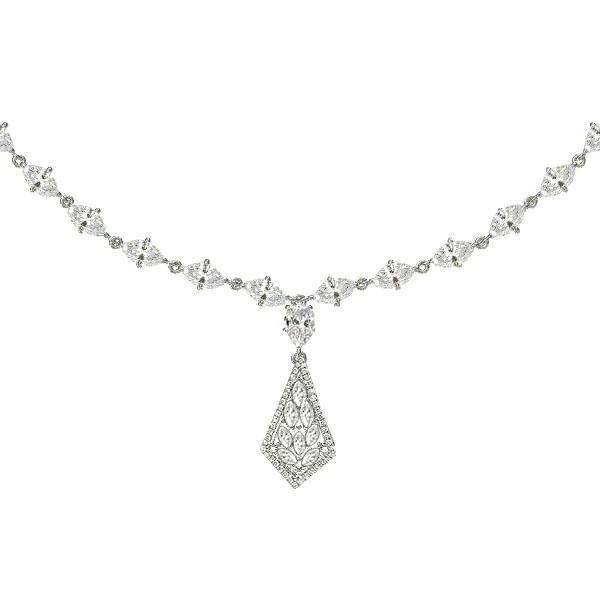 Sterling Silver Marquise Cut CZ Necklace - 18 Inch