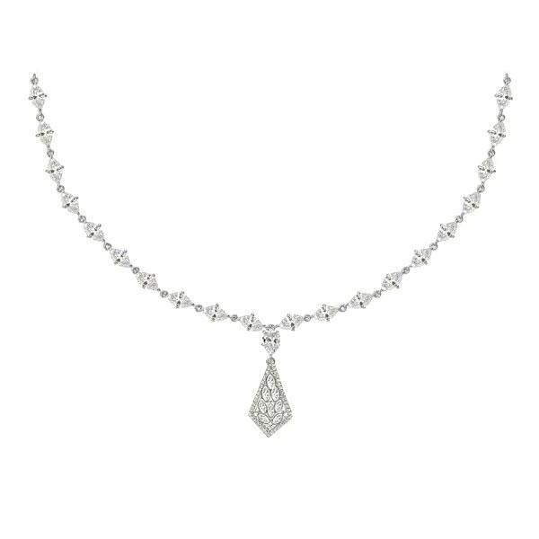 Sterling Silver Marquise Cut CZ Necklace - 18 Inch