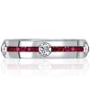Sterling Silver Ruby and Sapphire Eternity Wedding Band Ring, 1.36 CT. TW.