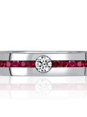 Sterling Silver Ruby and Sapphire Eternity Wedding Band Ring, 1.36 CT. TW.