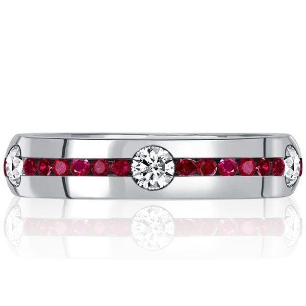 Sterling Silver Ruby and Sapphire Eternity Wedding Band Ring, 1.36 CT. TW.