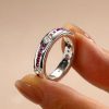 Sterling Silver Ruby and Sapphire Eternity Wedding Band Ring, 1.36 CT. TW.