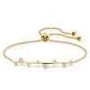 18K Gold Plated Sterling Silver Round Cut Scattered Stone Bracelet (0.95 CT. TW)