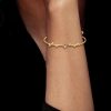 18K Gold Plated Sterling Silver Round Cut Scattered Stone Bracelet (0.95 CT. TW)