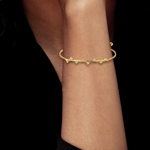 18K Gold Plated Sterling Silver Round Cut Scattered Stone Bracelet (0.95 CT. TW)