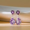 Dainty Pear Cut Amethyst Drop Earrings in 925 Sterling Silver for Women