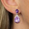 Dainty Pear Cut Amethyst Drop Earrings in 925 Sterling Silver for Women